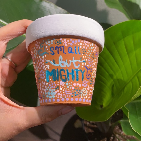 Small but Mighty Hand Painted Waterproof 4” Pot - Picture 2 of 2